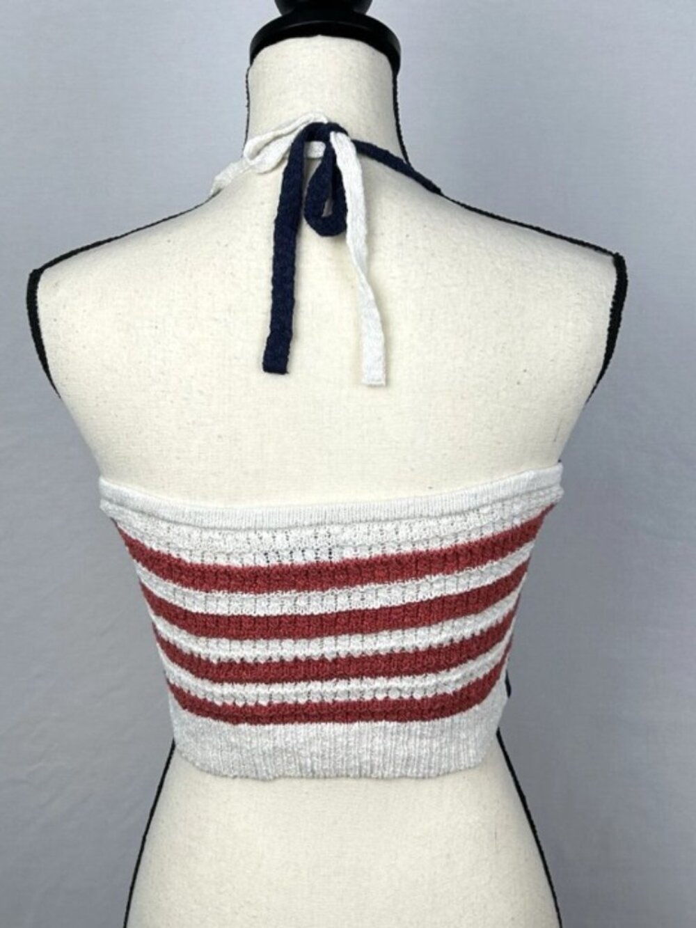 American Eagle Crochet American Flag Crop Halter Top Women’s XS Boho Festival - Picture 3 of 15